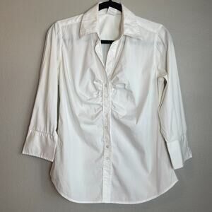 VTG Craig Taylor White Cotton Shirt Sz Medium Shirred Front Grace Fit Academia